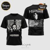 Hardwell West vs East Tour 2026 black t-shirt featuring tour dates and Hardwell's portrait.!