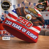 Red/white beanie with Harley Davidson eagle, text 