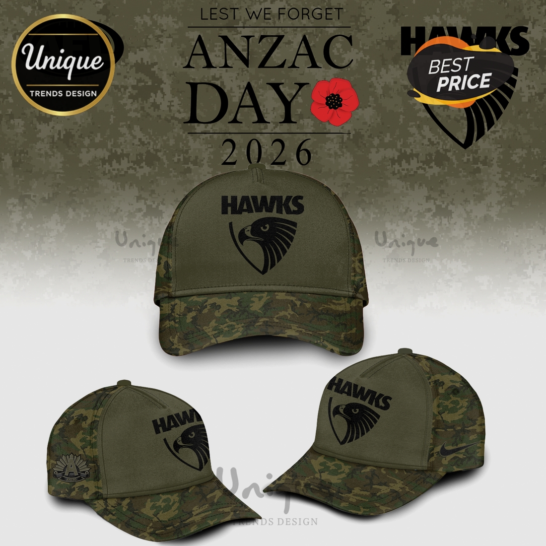 Hawthorn Hawks ANZAC Day 2026 Limited Edition Camo Hoodie Hawthorn Hawks ANZAC Day 2026 Limited Edition Camo Hoodie