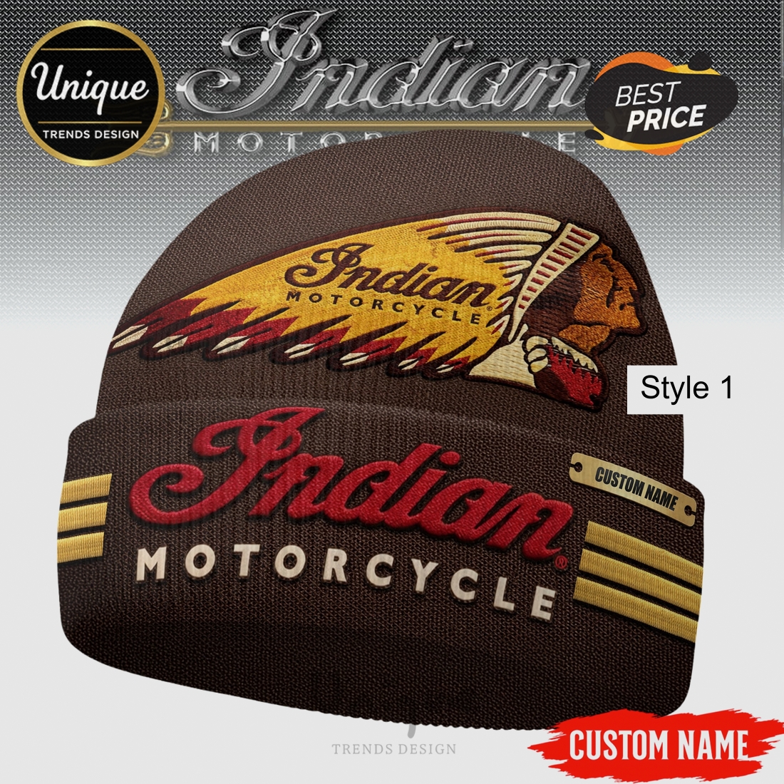 Indian Motorcycle Personalized Beanie Hat Indian Motorcycle Personalized Beanie Hat