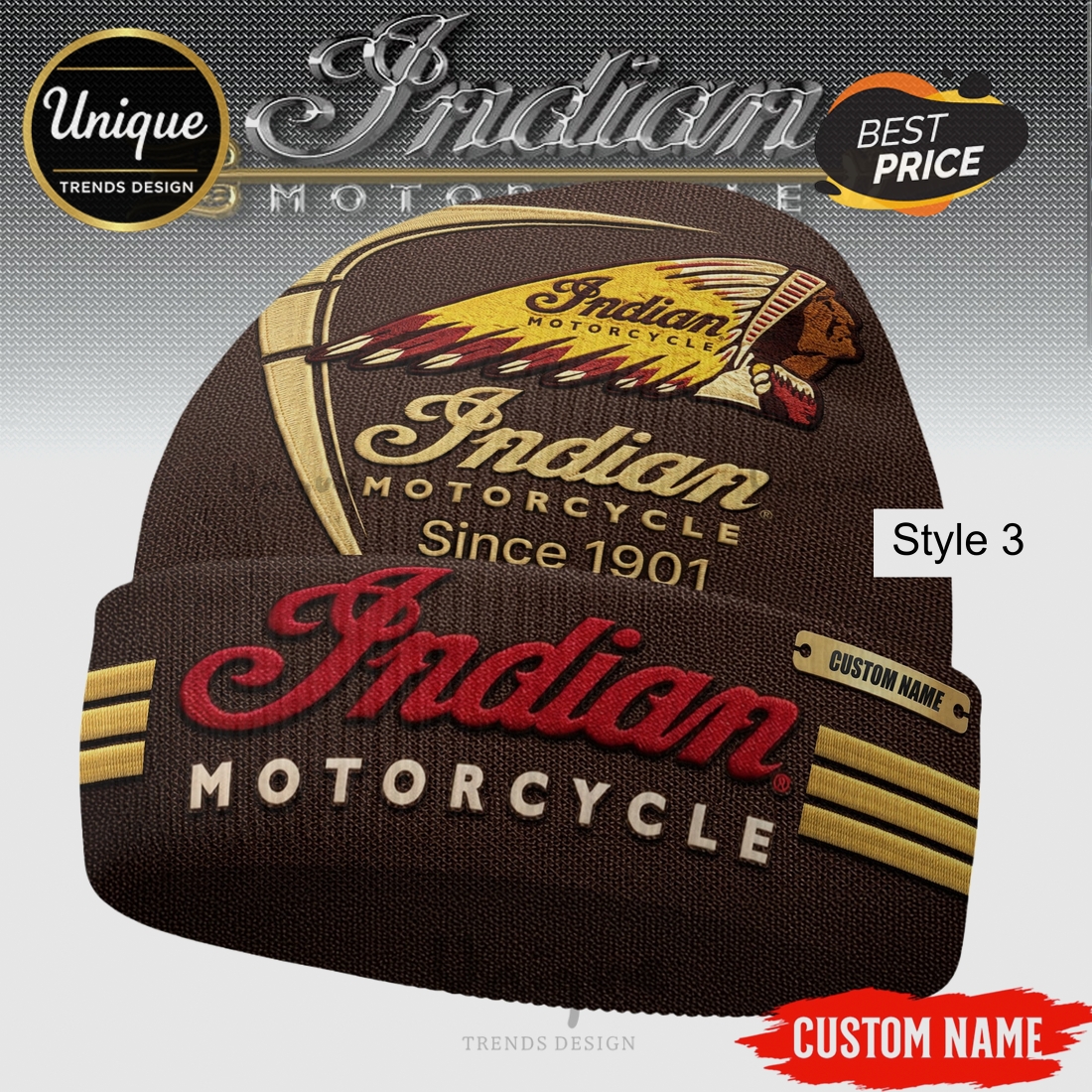 Indian Motorcycle Personalized Beanie Hat Indian Motorcycle Personalized Beanie Hat