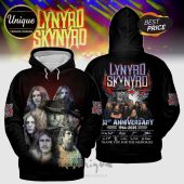 Black Lynyrd Skynyrd 51st Anniversary hoodie; band members and text: 1964-2025; signatures!