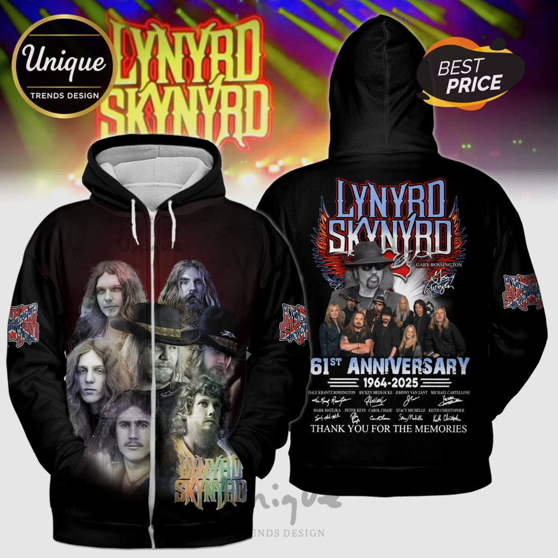 Lynyrd Skynyrd 61st Anniversary 1964-2025 Premium Graphic T-Shirt Lynyrd Skynyrd 61st Anniversary 1964-2025 Premium Graphic T-Shirt