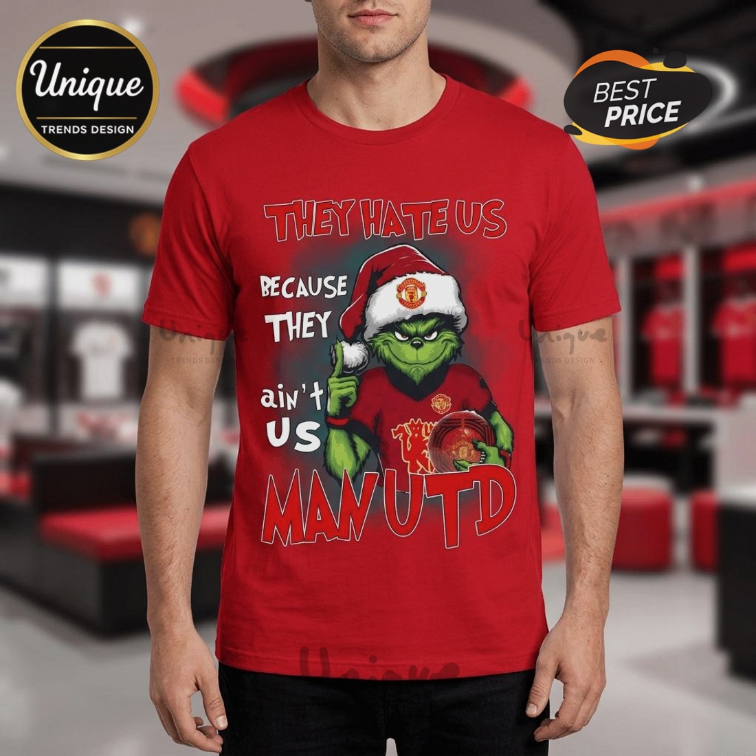 Manchester United Grinch They Hate Us Christmas Graphic T-Shirt Manchester United Grinch They Hate Us Christmas Graphic T-Shirt