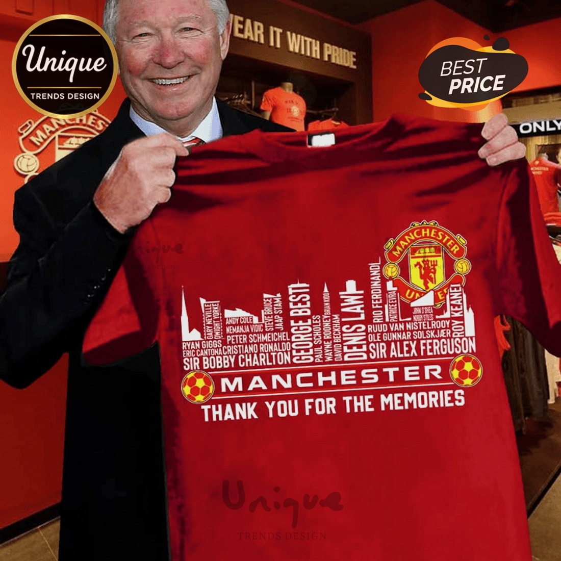 Manchester United Sir Alex Ferguson Thank You Memories Premium T-Shirt Manchester United Sir Alex Ferguson Thank You Memories Premium T-Shirt