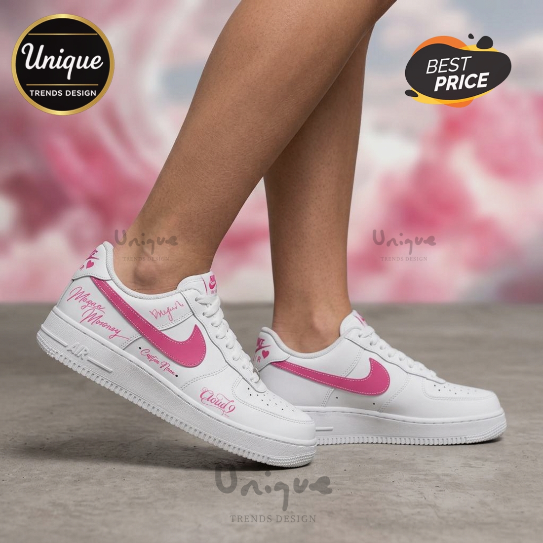 Megan Moroney Cloud 9 Tour Custom White Air Force 1 Sneakers Megan Moroney Cloud 9 Tour Custom White Air Force 1 Sneakers