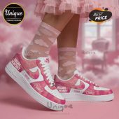 Pink and white sneakers read MEGAN MORONEY, SARAH, and Cloud 9! Dreamy custom kicks!