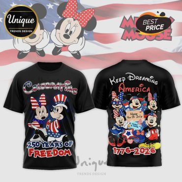 Mickey & Minnie Mouse Celebrating America Patriotic Graphic 3D T-Shirt