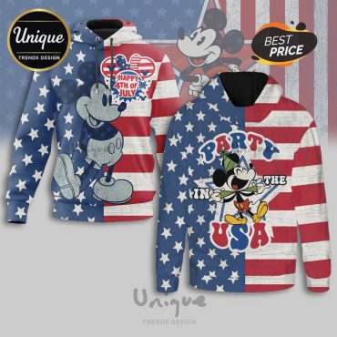 Mickey Mouse Patriotic 4th of July USA Flag Stars Stripes 3D Hoodie