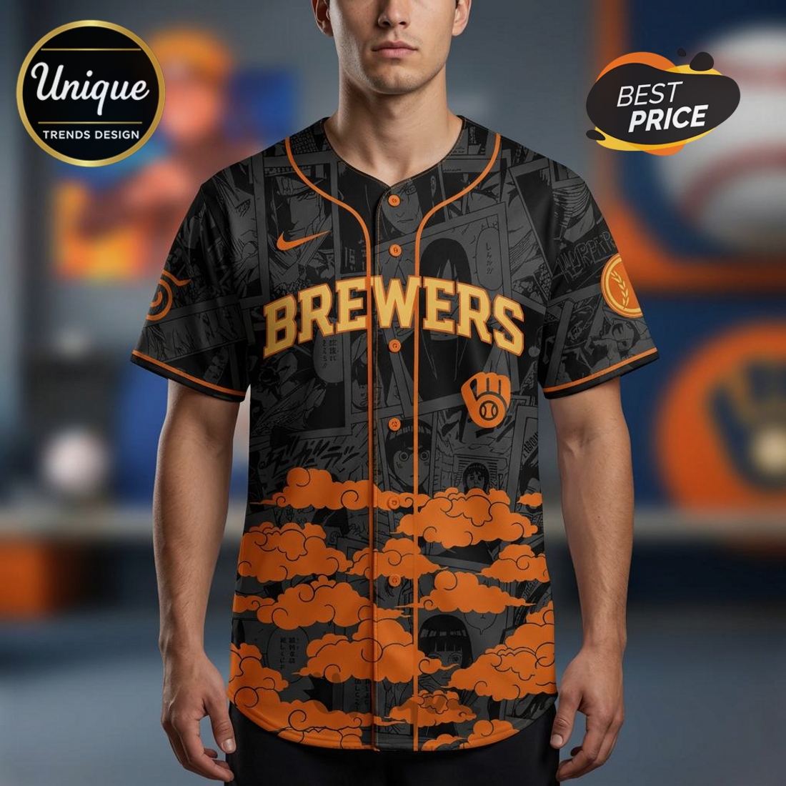 Milwaukee Brewers Naruto Night Themed Baseball Jersey Milwaukee Brewers Naruto Night Themed Baseball Jersey