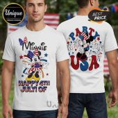 White Minnie Mickey Mouse USA flag tee! Front 