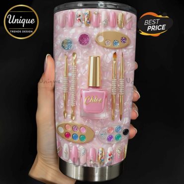 Nail Art Tumbler for Nail Lovers, Sparkle & Glam Beauty Salon Gift, Travel Tumbler