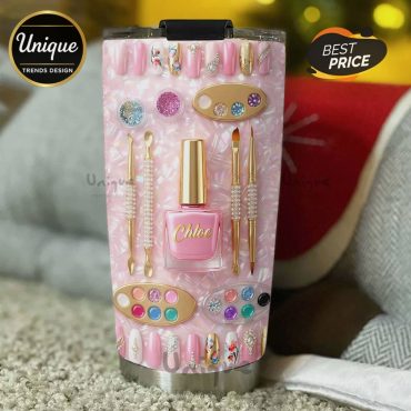 Nail Art Tumbler for Nail Lovers, Sparkle & Glam Beauty Salon Gift, Travel Tumbler