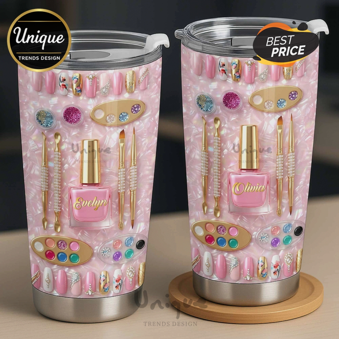 Nail Art Tumbler for Nail Lovers, Sparkle & Glam Beauty Salon Gift, Travel Tumbler Nail Art Tumbler for Nail Lovers, Sparkle & Glam Beauty Salon Gift, Travel Tumbler