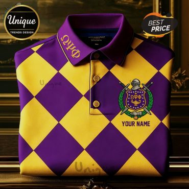 Omega Psi Phi Diamond Pattern Premium Polo Shirt