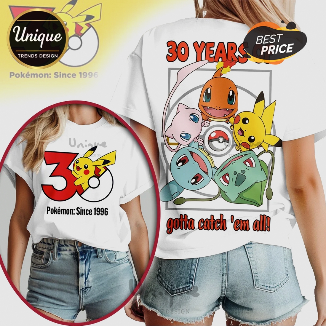 Pokémon 30th Anniversary Gotta Catch ‘Em All! Graphic T-Shirt Pokémon 30th Anniversary Gotta Catch ‘Em All! Graphic T-Shirt