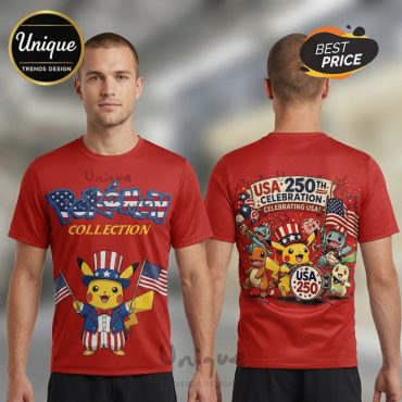 Pokemon USA 250th Anniversary 3D Graphic Print T-Shirt