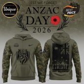 ANZAC Day 2026 hoodie featuring tiger logo, camo sleeves, and Australian flag design.!