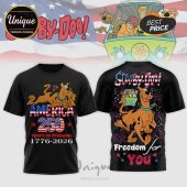 Scooby-Doo 4th of July tee! Black shirt with Scooby, stars, stripes, & 'Freedom for You' text!