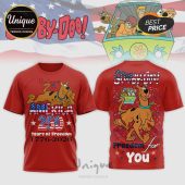 Red tee: Scooby Doo AMERICA 250 Years of Freedom 1776-2026. Patriotic design!
