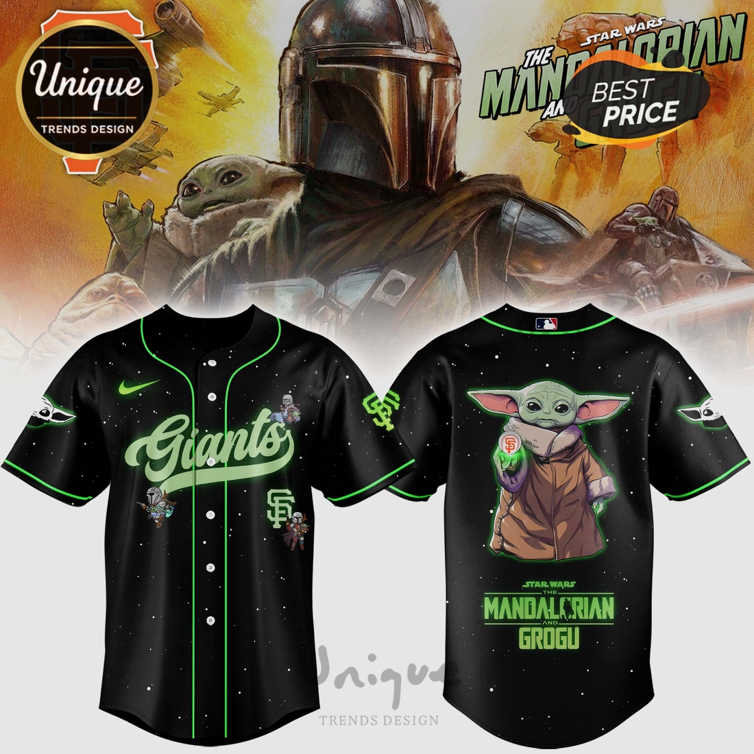 SF Giants Mandalorian Grogu Limited Edition Baseball Jersey SF Giants Mandalorian Grogu Limited Edition Baseball Jersey
