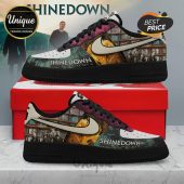 Shinedown band shoes! Black/white sneakers feature album art, band member pics, and the text 