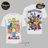 White tees, Simpsons characters in patriotic designs! One reads 