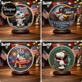 Snoopy 250th USA Coin Collection: Patriotic designs! 'Freedom 250', 'Happy 250th Birthday USA!', '250 Years, One Nation'!