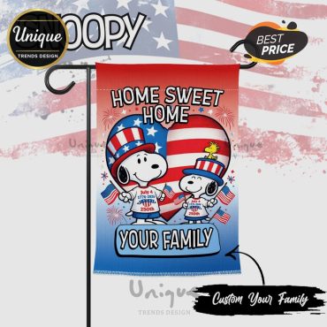 Snoopy 4th of July 250th Anniversary Home Sweet Home Garden Flag