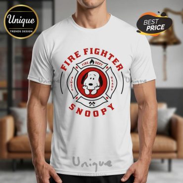 Snoopy Firefighter Dept. Cartoon Graphic Design T-Shirt
