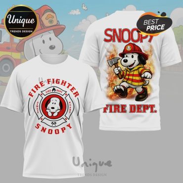 Snoopy Firefighter Dept. Cartoon Graphic Design T-Shirt