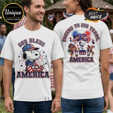Snoopy God Bless America 250th Anniversary 3D Graphic T-Shirt