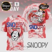 Red-white tee: Snoopy Collection. 'Until They All Come Home' text with Snoopy, Woodstock art!
