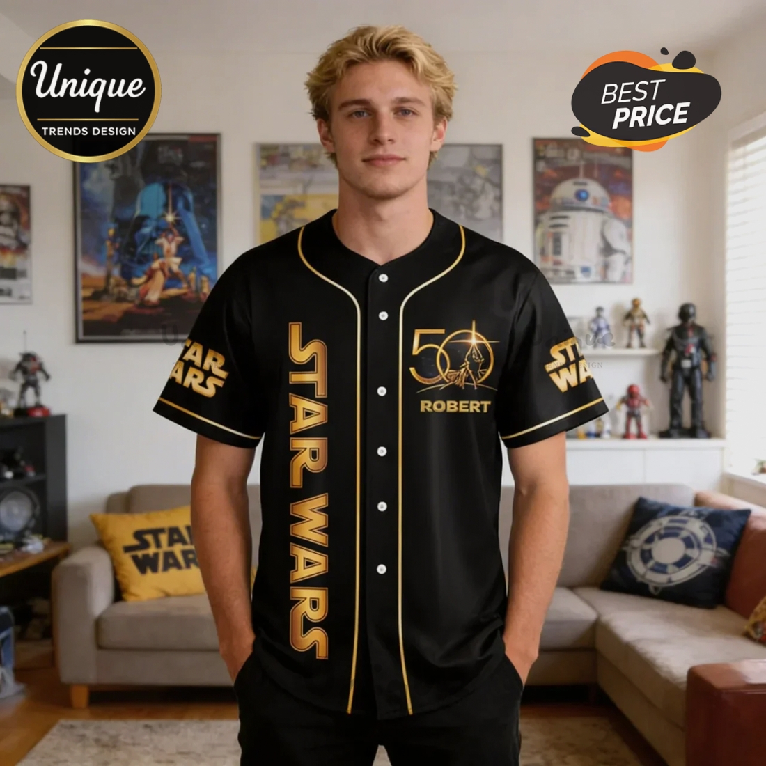 Star Wars 50th Anniversary Personalized Baseball Jersey Star Wars 50th Anniversary Personalized Baseball Jersey