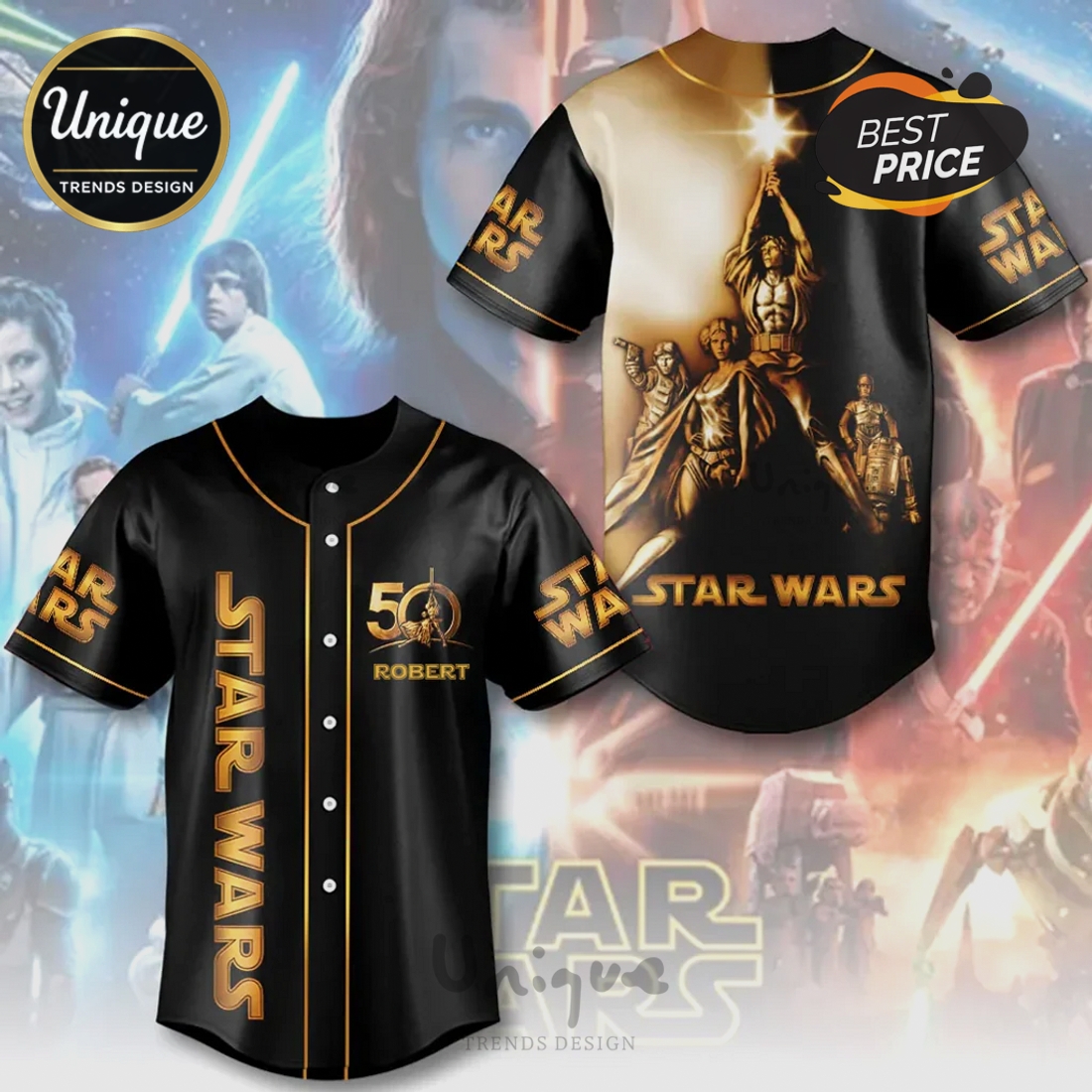 Star Wars 50th Anniversary Personalized Baseball Jersey Star Wars 50th Anniversary Personalized Baseball Jersey