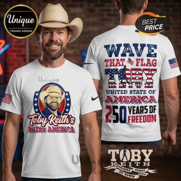 Toby Keith 250 Years of Freedom Patriotic Wave Flag Graphic T-Shirt
