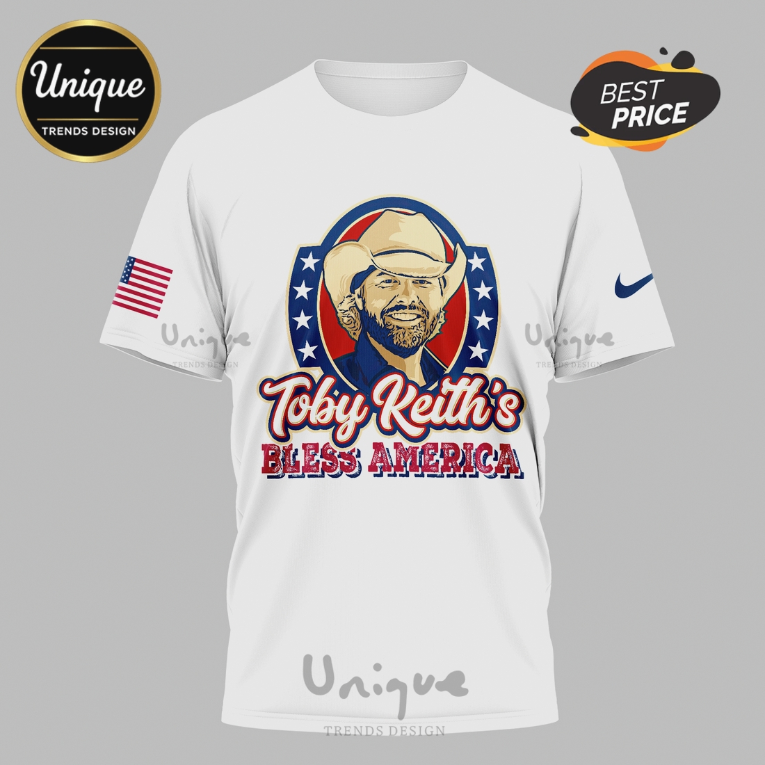 Toby Keith 250 Years of Freedom Patriotic Wave Flag Graphic T-Shirt Toby Keith 250 Years of Freedom Patriotic Wave Flag Graphic T-Shirt