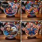 Toby Keith patriotic commemoratives: circular, USA flag, eagle, guitar, 'FREEDOM 250', 'AMERICAN ICON - 250 YEARS', 'COURTESY OF THE RED WHITE AND BLUE', '250 Years - One Nation'!