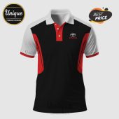 Toyota Racing Polo! Black, white, and red color scheme with the Toyota logo. Motorsport aesthetic!