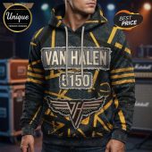 Van Halen 5150 hoodie! Yellow and gray all-over graphic print, rock band apparel!