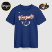 Blue tee with 'Venezuela' in orange script, '2026 World Baseball Classic Champions' text, and a baseball graphic!