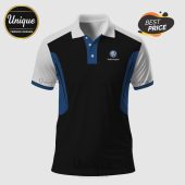 Volkswagen polo shirt featuring the VW logo, blue accents, and a white collar!