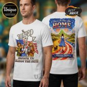 White Wizard of Oz tee! Text: The Wizard of Oz, Brains to Dream the Path, There's No Place Like Home, America 250th!