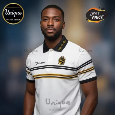 Alpha Phi Alpha Custom Embroidered Striped Polo Shirt Alpha Phi Alpha Custom Embroidered Striped Polo Shirt