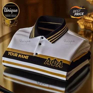 Alpha Phi Alpha ΑΦΑ Personalized Gold Stripe Polo Shirt
