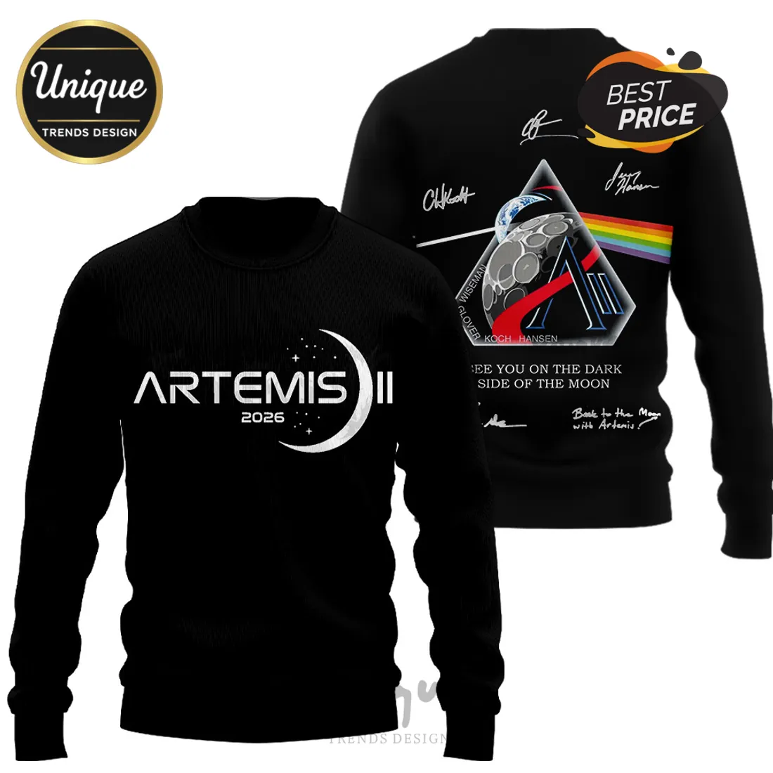 Artemis II Dark Side of the Moon Astronaut Signatures Shirt Artemis II Dark Side of the Moon Astronaut Signatures Shirt