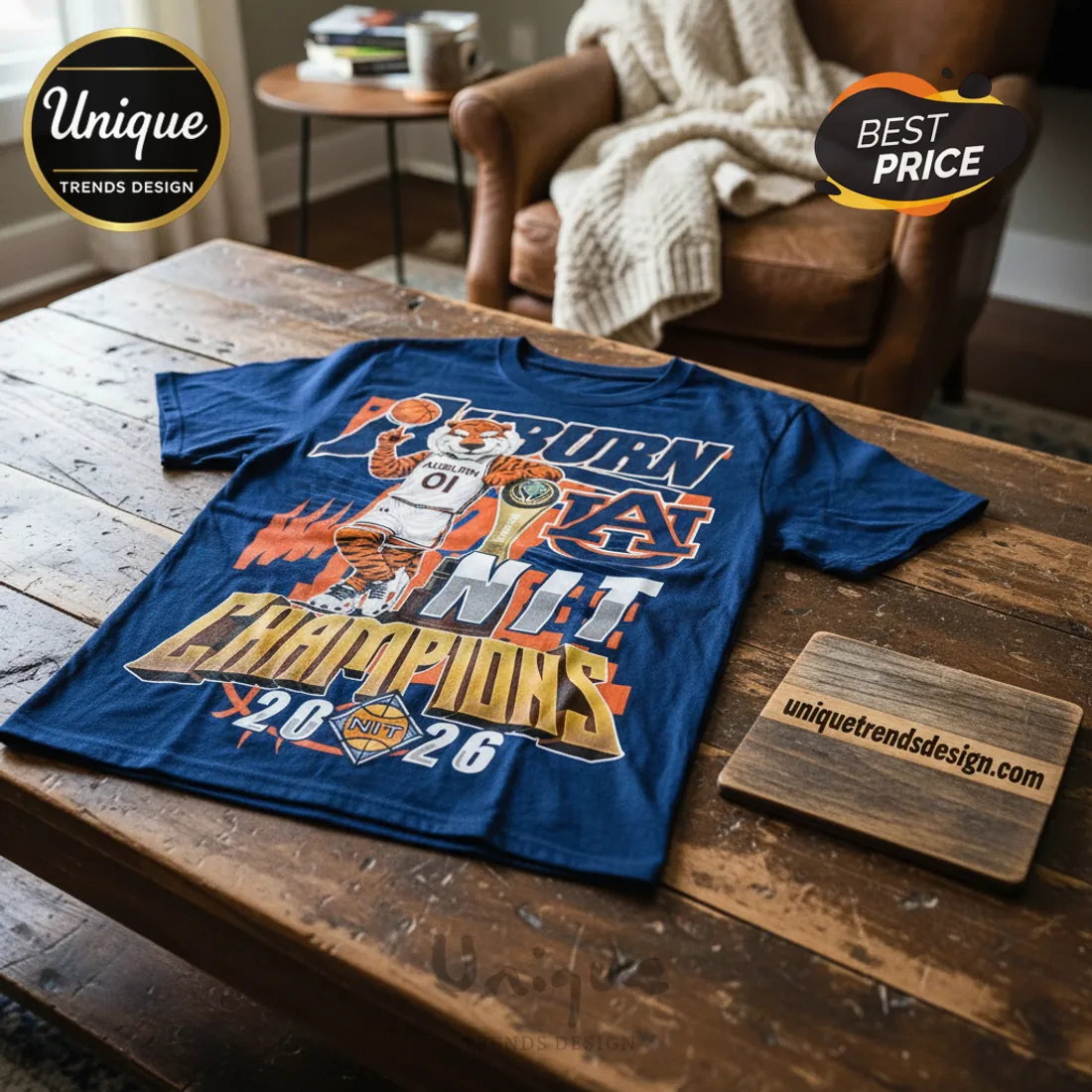 Auburn Tigers Basketball NIT Champions 2026 Commemorative Mascot T-Shirt