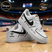 Custom white sneakers with black swoosh and Auburn Tigers NIT Champions graphics with personalized name option!