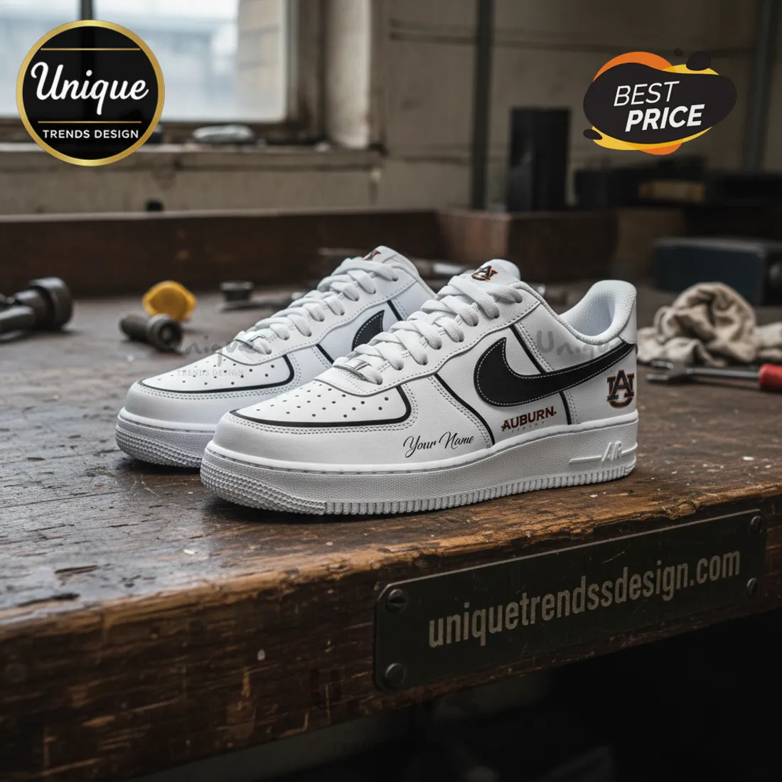 Auburn Tigers NIT Champions Personalized Custom Air Force 1 Sneakers