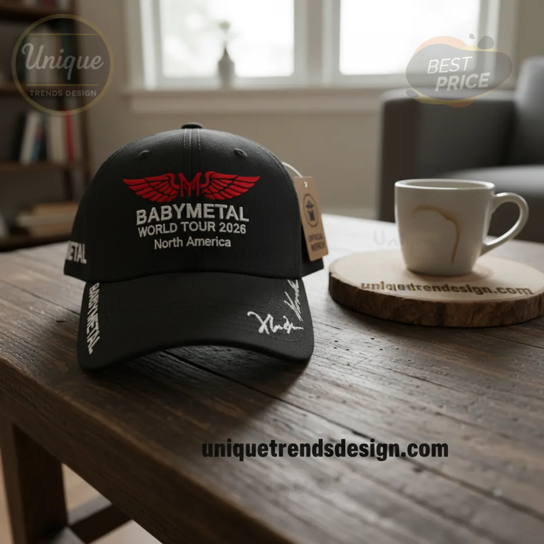 BABYMETAL World Tour 2026 North America Signature Embroidered Black Baseball Cap